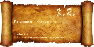 Kremmer Rozanna névjegykártya